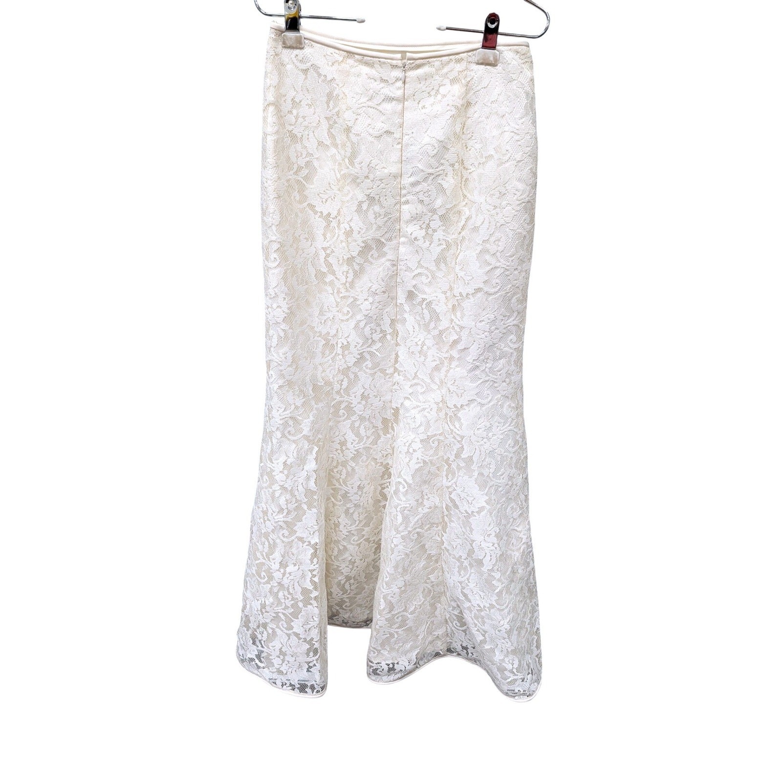 Vinrage 90s Scott McClintock Cottage Cream Floral Lace Mermaid Maxi Skirt- 8