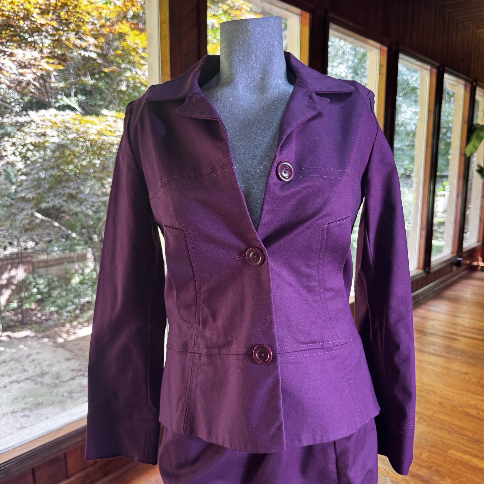Vintage Pendleton Womens Purple Plum Cotton Skirt Suit Set Size 8 Academia