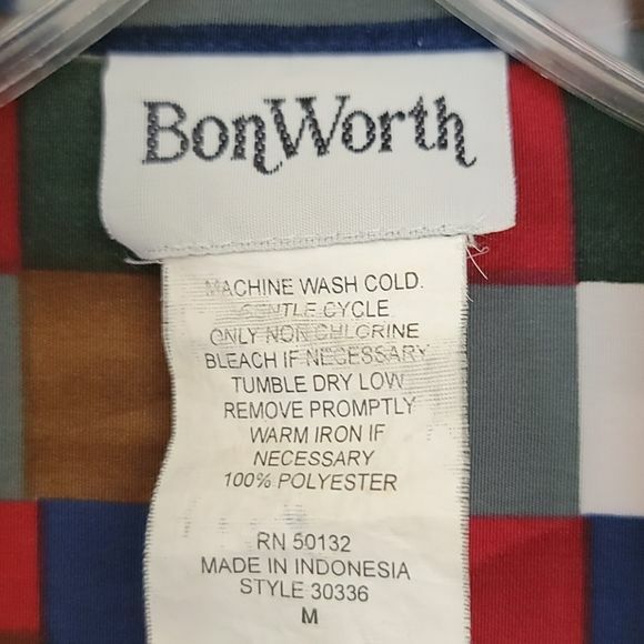 Bonworth Vintage Multicolor Geometric Print Blouse M