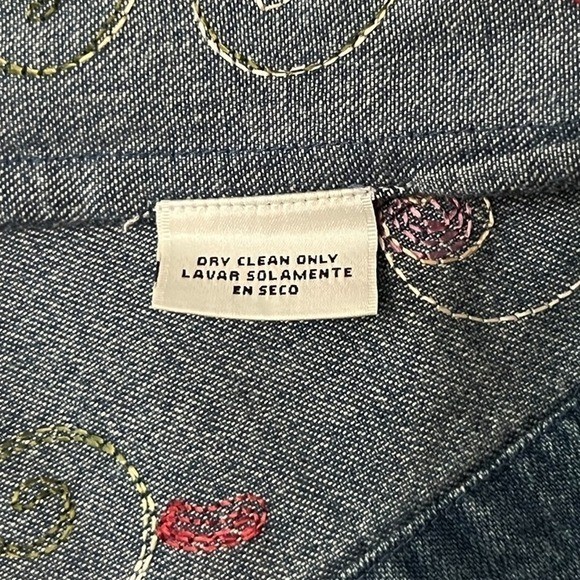 Units Women&rsquo;s Lightweight Denim Jacket VTG 1980&rsquo;s Embroidered Flowers Vines XL