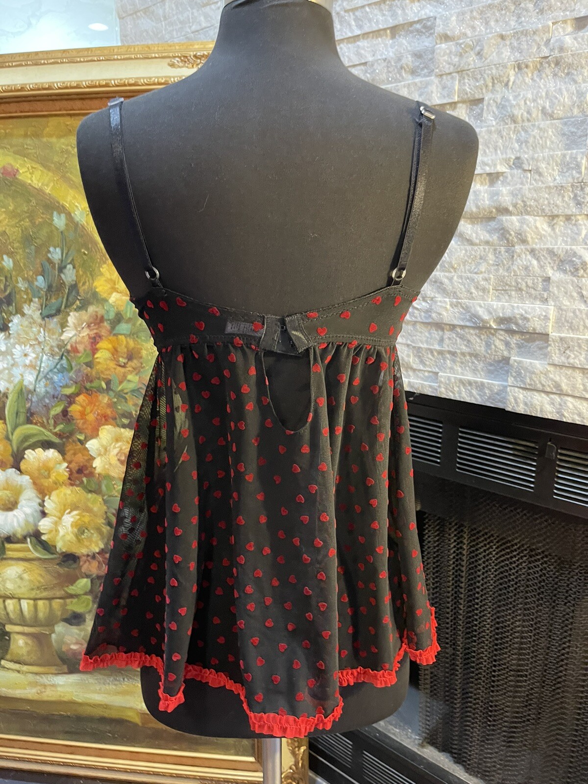 Vintage Y2K Rampage Intimates Bustier Camisole Top Medium Black W Red Trim