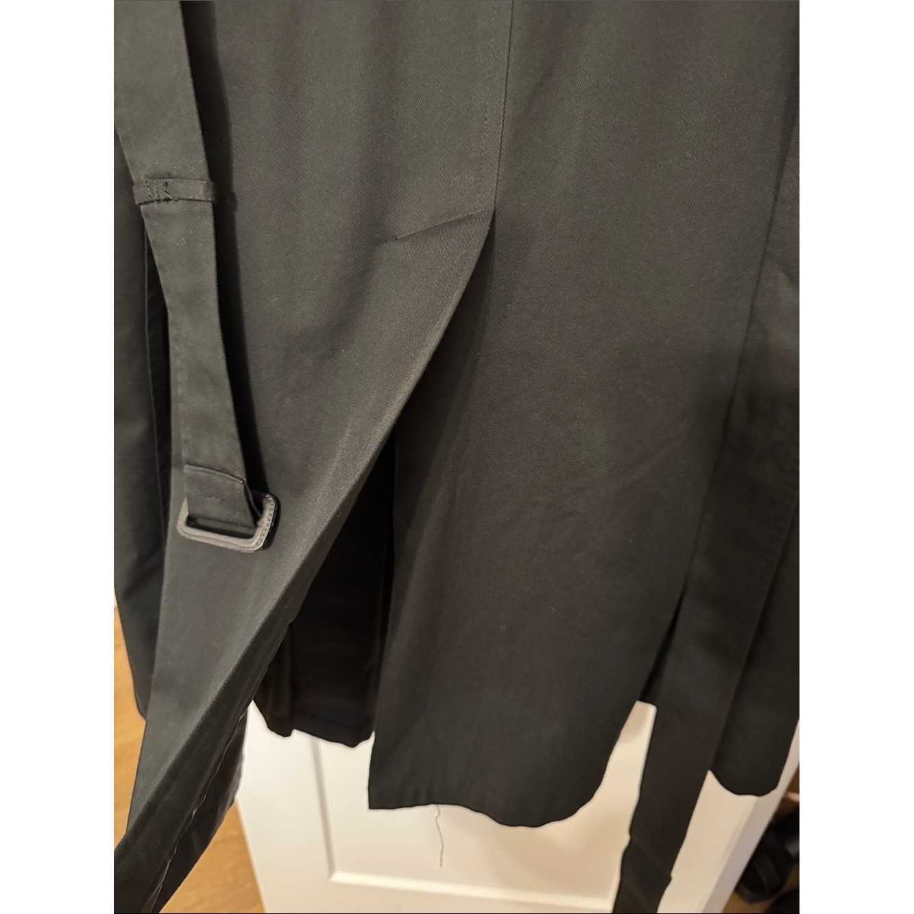 Vintage Black Double Breasted Belted Trench Coat Women&rsquo;s Classic Long Coat