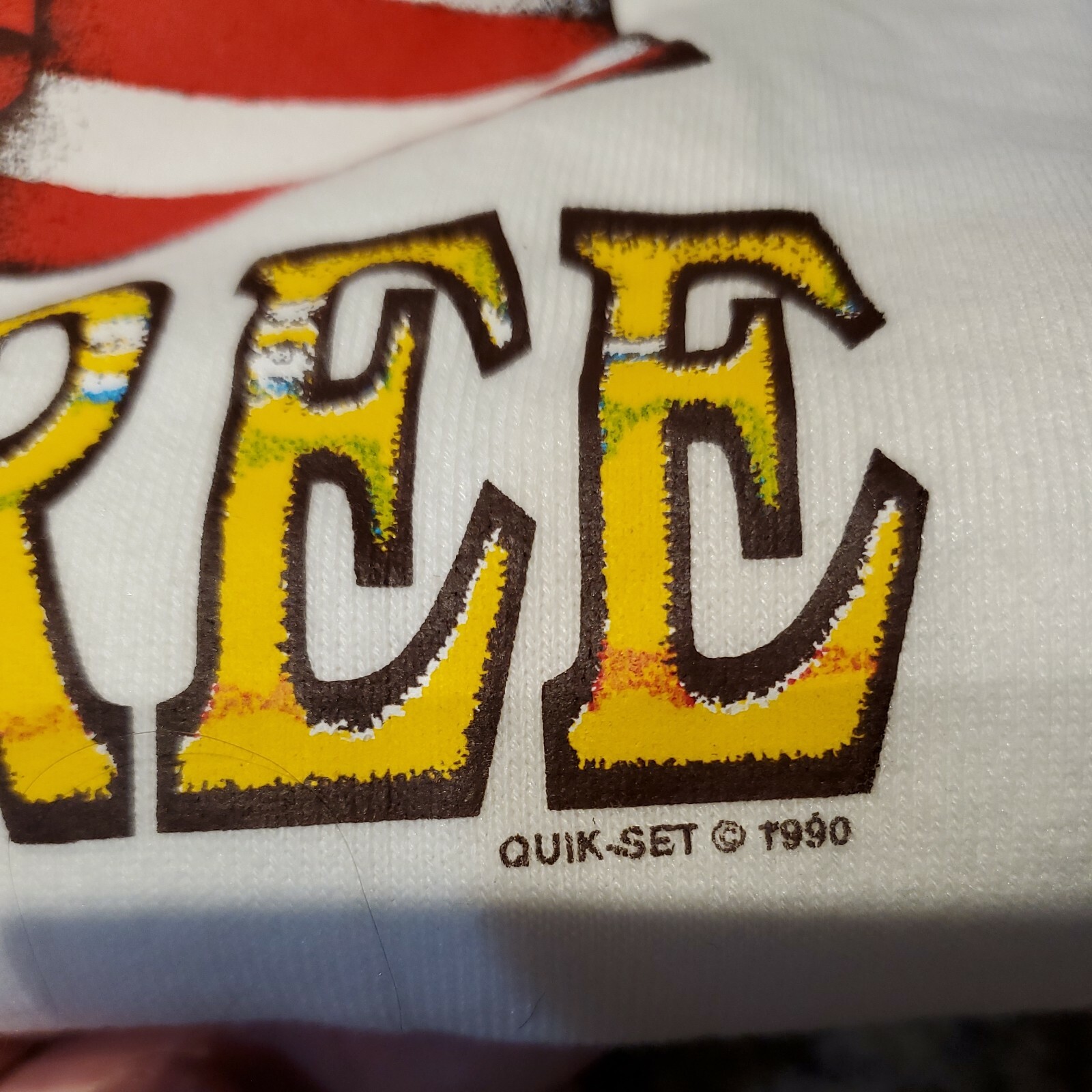 Vtg Forever Free Eagle Flag 1990 White Large Jerzees Tag Made in USA Crewneck