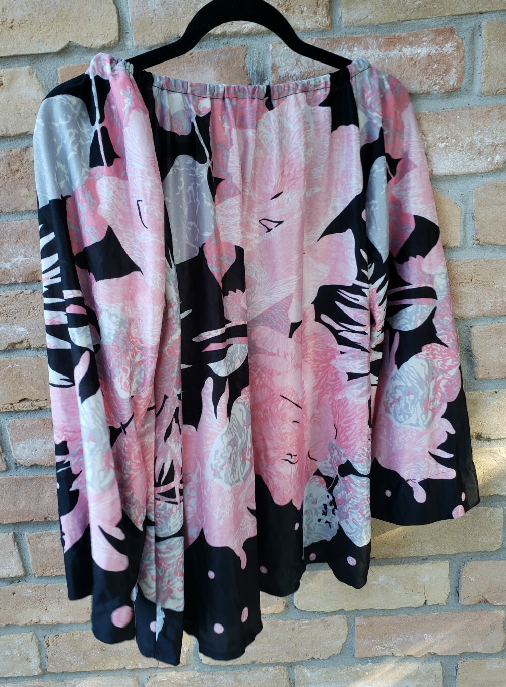 VTG 70s Boho Floral Print Pullover Top Sz XL? Festival Handmade Hippy 50&Prime;B