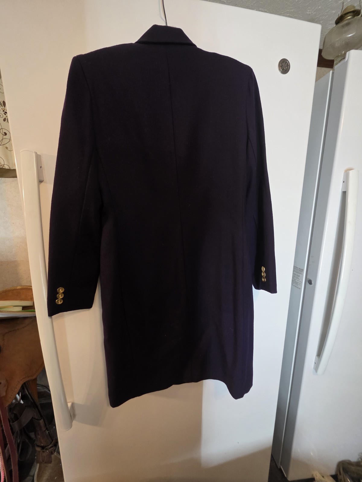 VTG Giorgio Sant Angelo Wool Coat Jacket Purple Double Breasted Gold Button 8