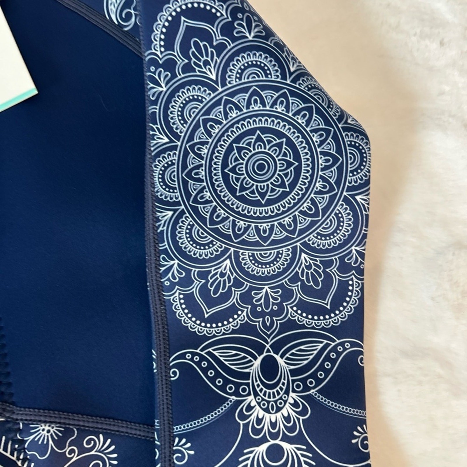 Tilili Mandala Rashguard One Piece Swimsuit Long Sleeve Zip Front Boho Navy 10