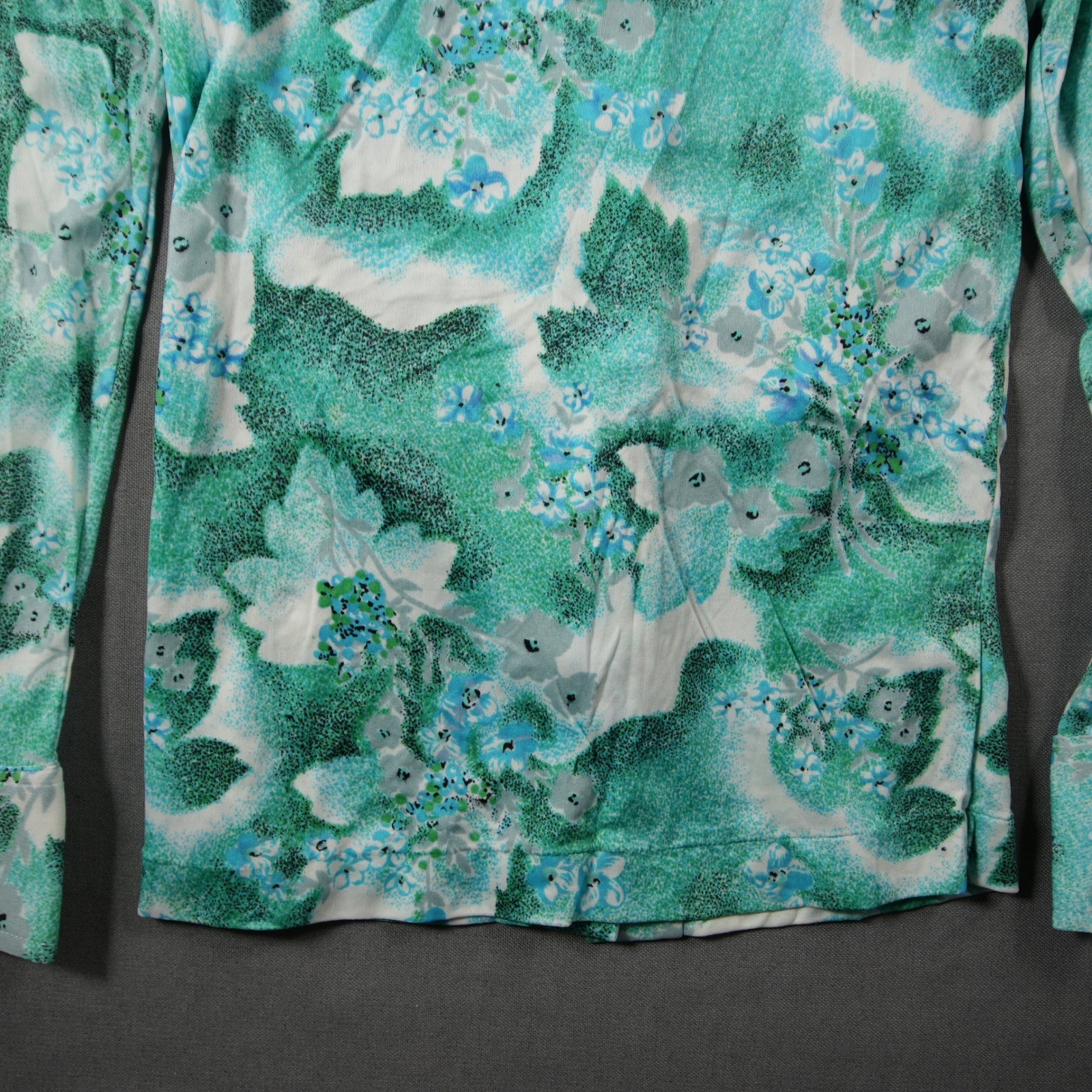 70s Kmart Vintage Floral Western Cowgirl Long Sleeve Blue Women Shirt XS