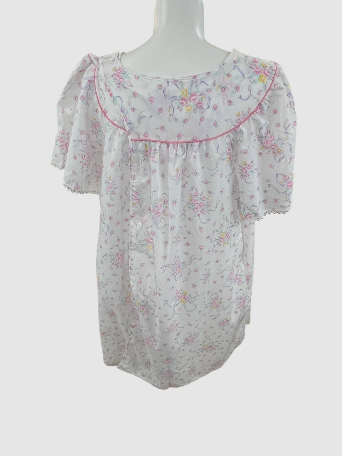 Vintage 70s Lingerie by Dixie Belle White Floral Night Gown with Pockets NWT