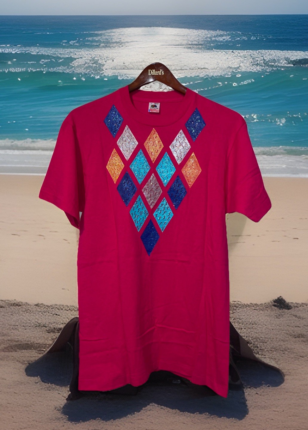 Fruit Of The Loom Shirt Women L Hot Pink Single Stitch Dead Stock 90’s New