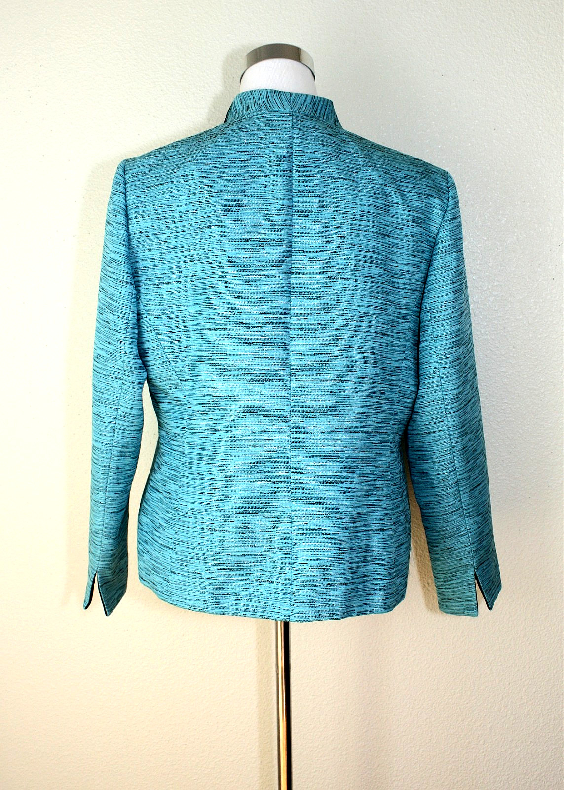 VTG Quiet Luxury Y2K KASPER Set Jacket & Sleeveless Top Sz 12P Turquoise Black *