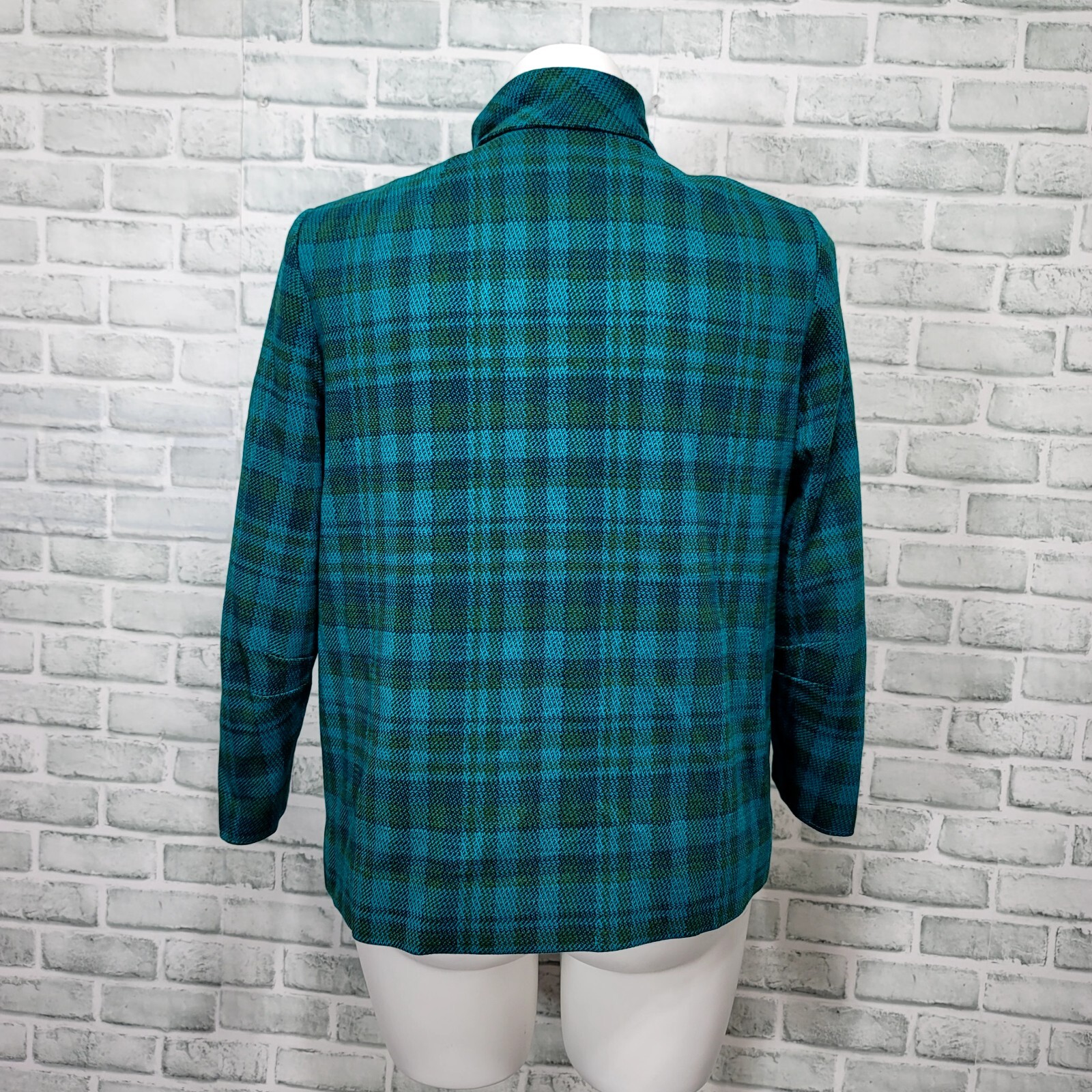 Vintage 50s Herbert Levy Tie Scarf Collar Bright Plaid Tweed Blazer Capelet