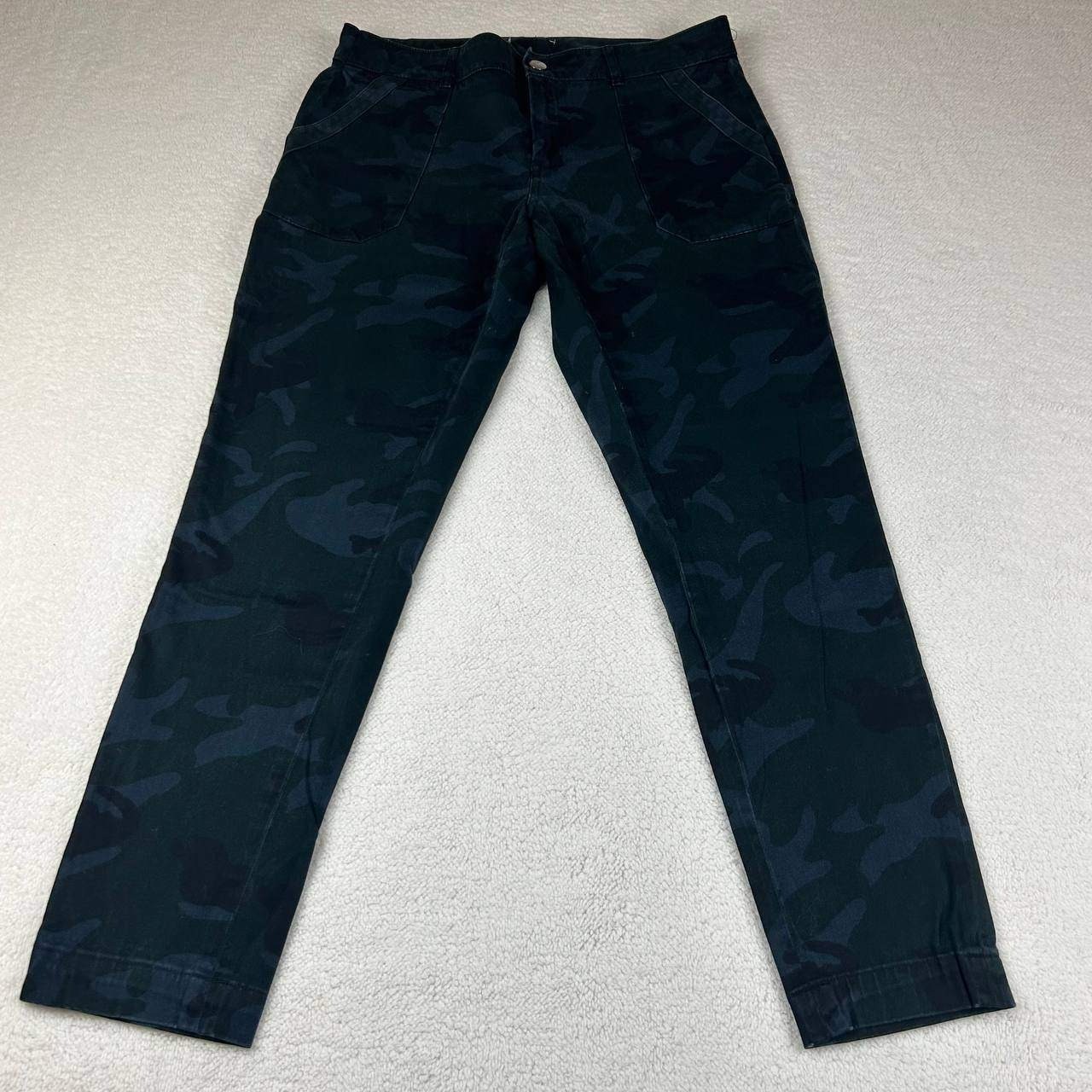 Vintage Green Blue Camo Chino Pants Jeans Women&rsquo;s Size 30×27 Casual Button Zip