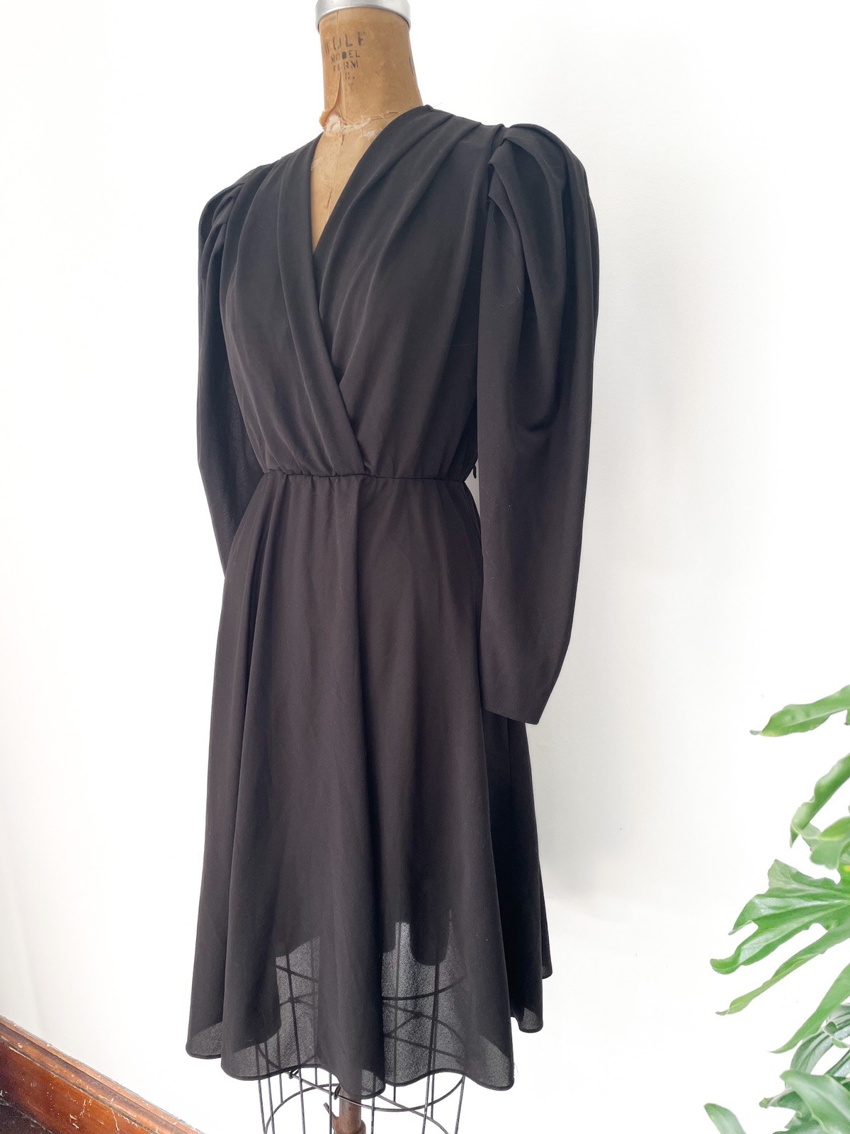 Vintage 1970’s – Early ‘80s Black Disco Dress Puff Sleeves ILGWU USA XS/S