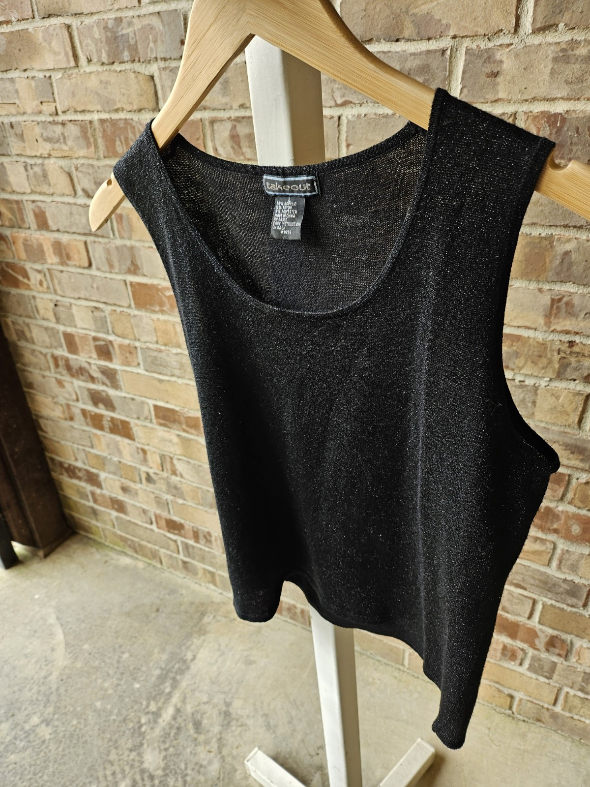 Vintage 1990s 2000s Black Glitter Sheer Tank Womens Small Junior Large Y2k