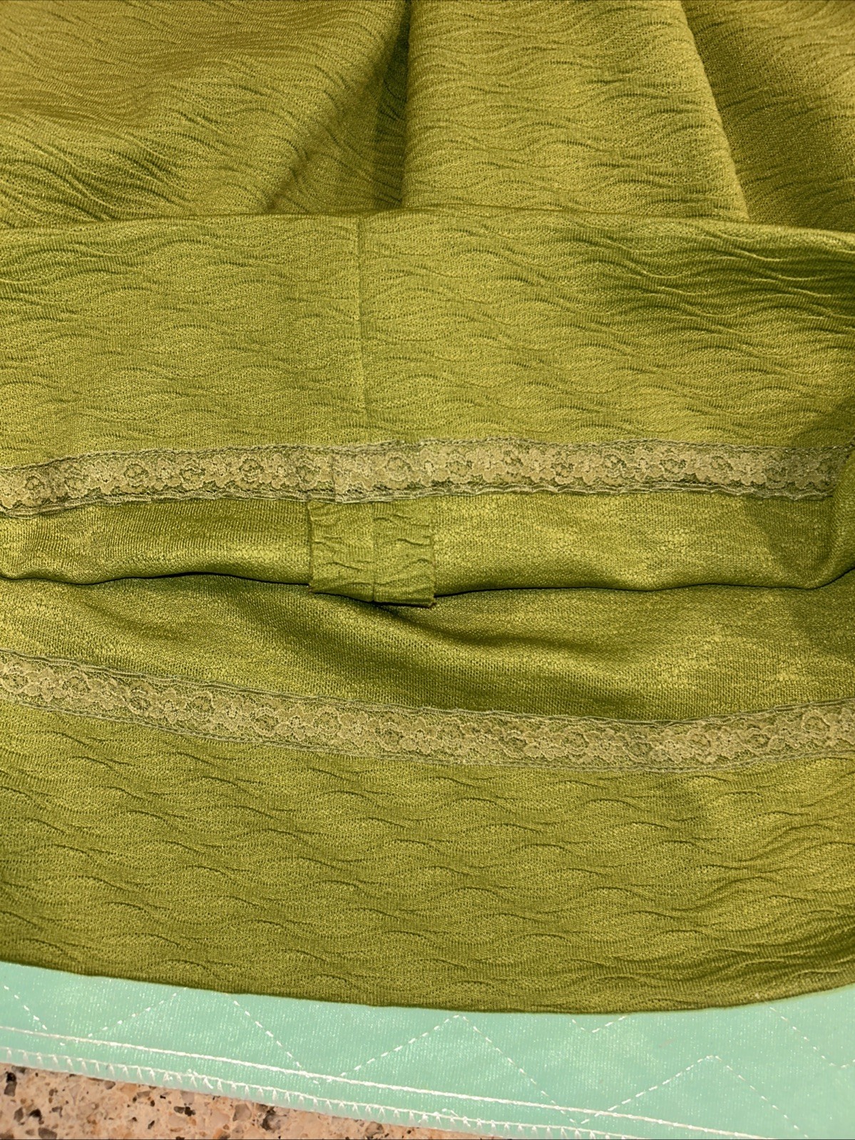 Vintage Retro Mod Dress 60s 70s Acacado Green Polyester Handmade Medium