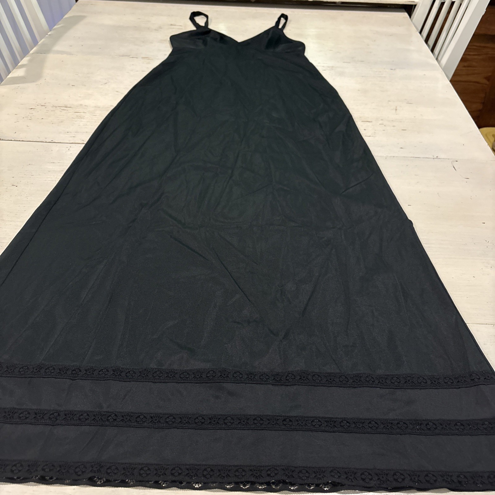 Gossard Artemis Nightgown Slip Women’s 32 Black Nylon Vintage Adjustable Straps