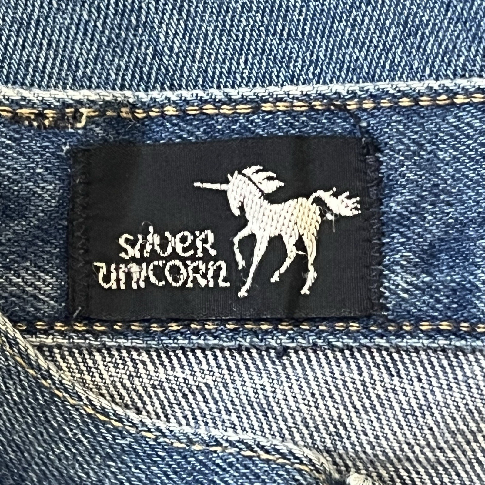 Vintage 80s Silver Unicorn High Waisted Mom Jeans Women’s Size 13 Blue Denim