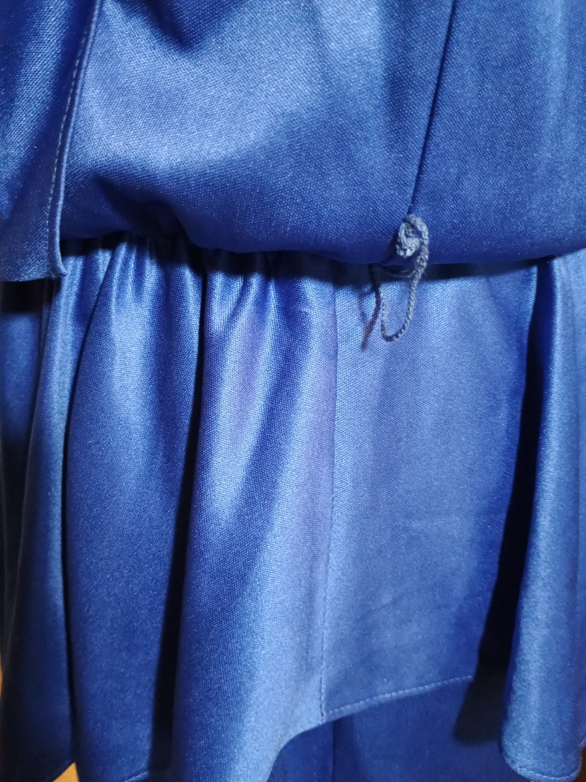 Vintage 80s Slinky Disco Royal Blue Plunging Ruched Drape Party Cocktail Dress