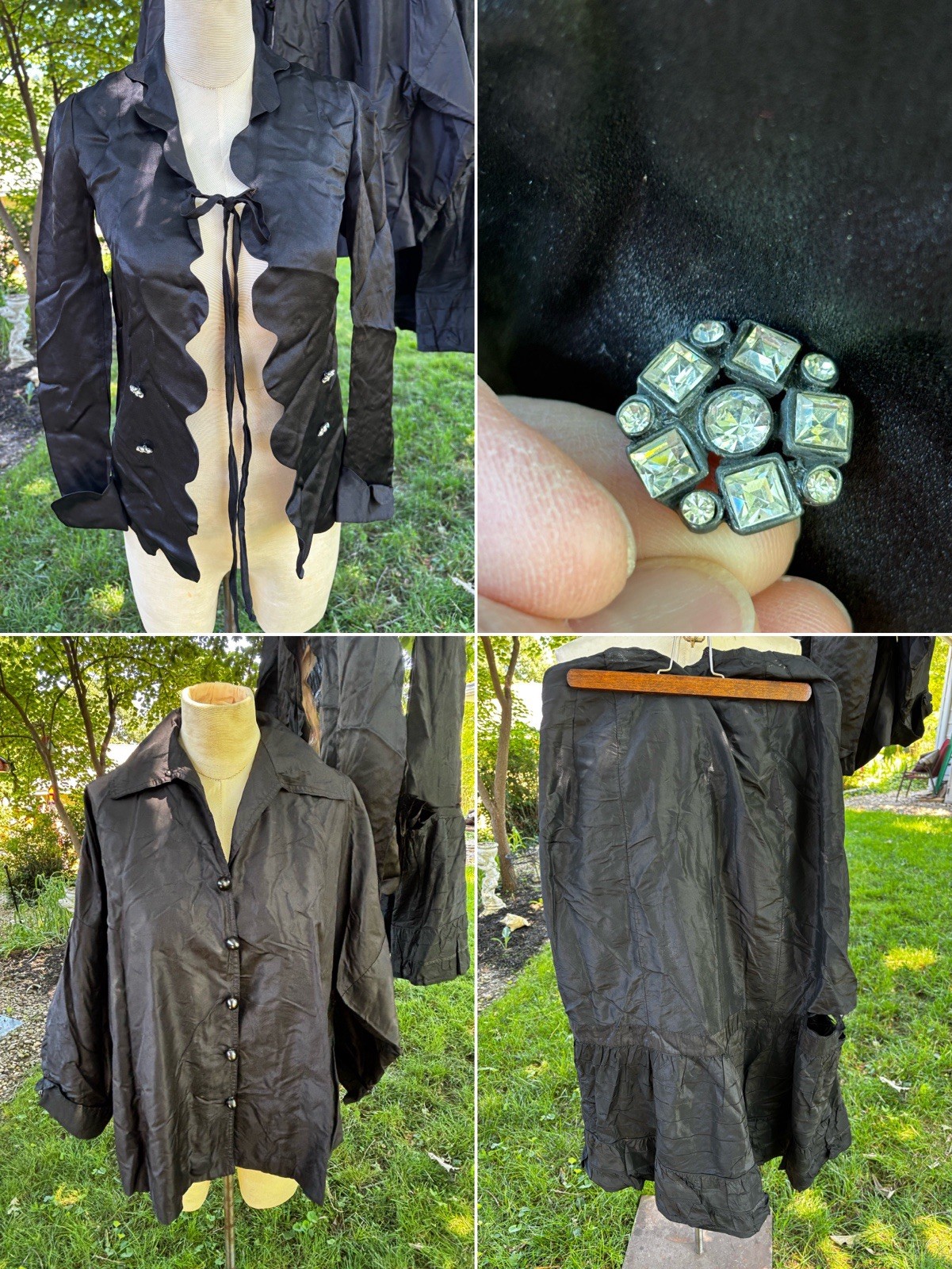 3 Pc Antique Victorian Edwardian Skirt Cape Jacket Cotton Silk Lot AS IS