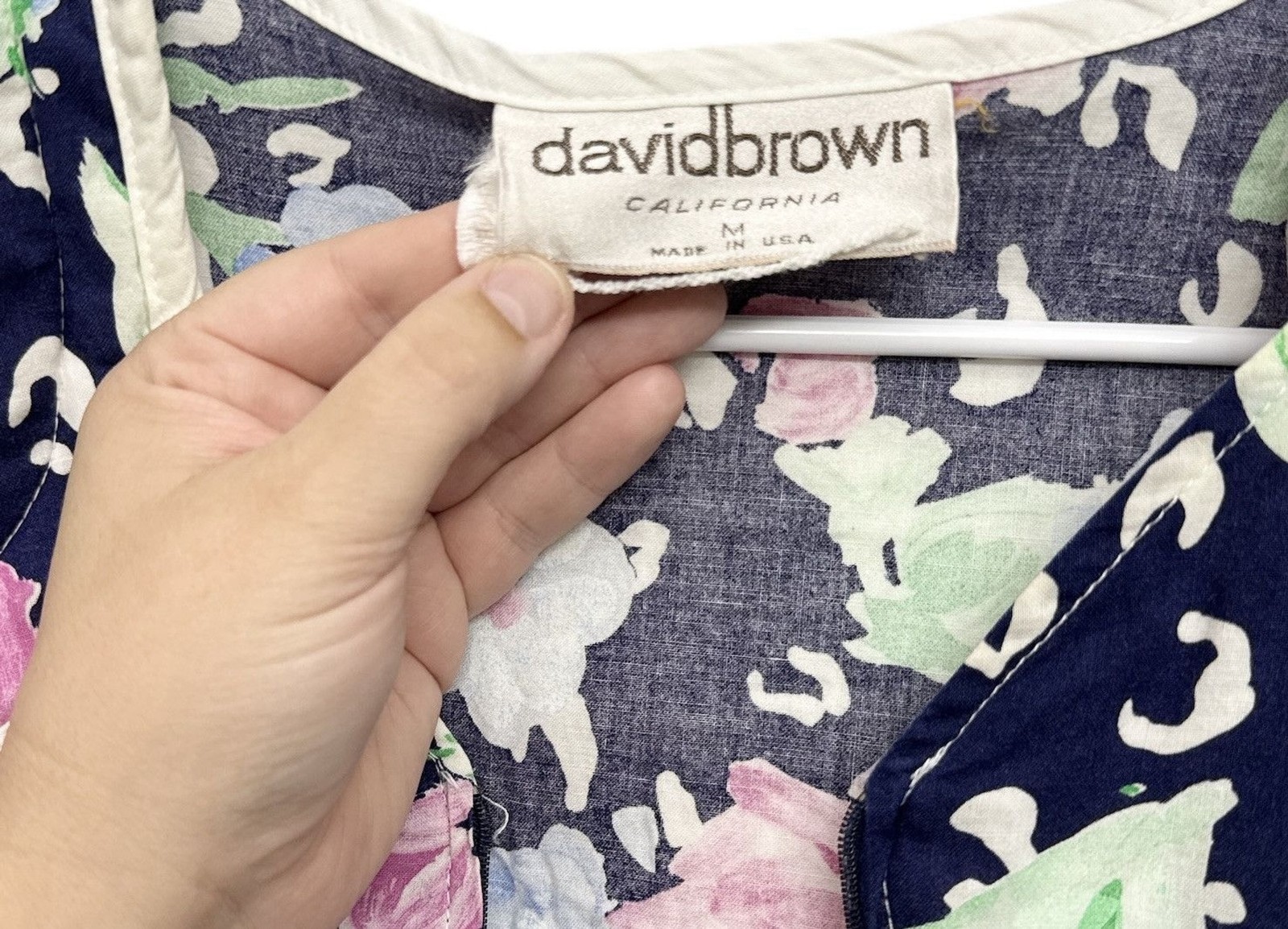 Vintage David Brown California Half Zip House Coat Mumu Dress Sz Large Floral
