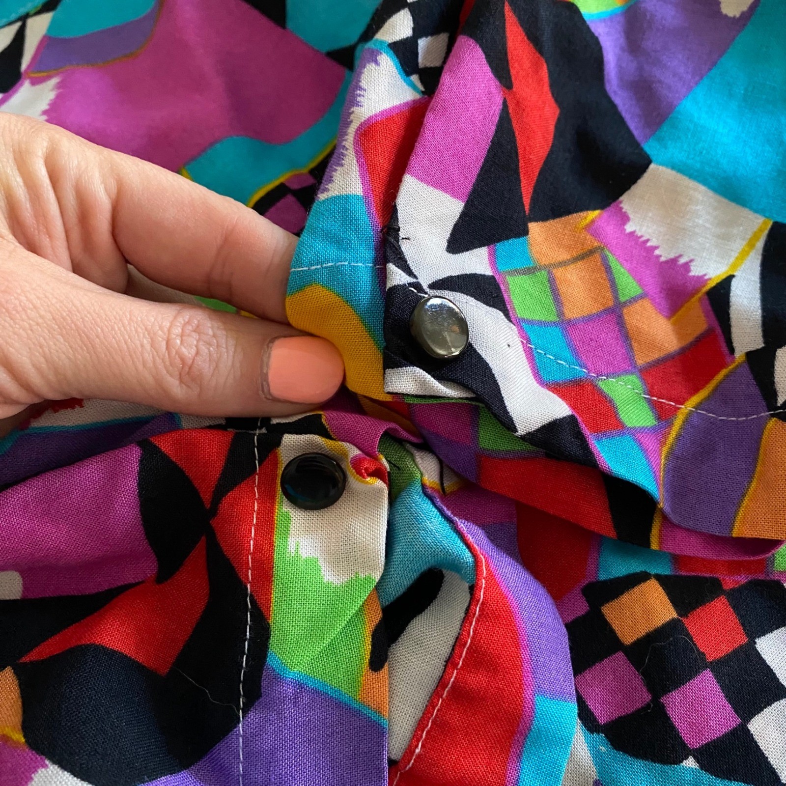 Vintage Abstract Geometric Button Up Made in USA – fits like small-xs