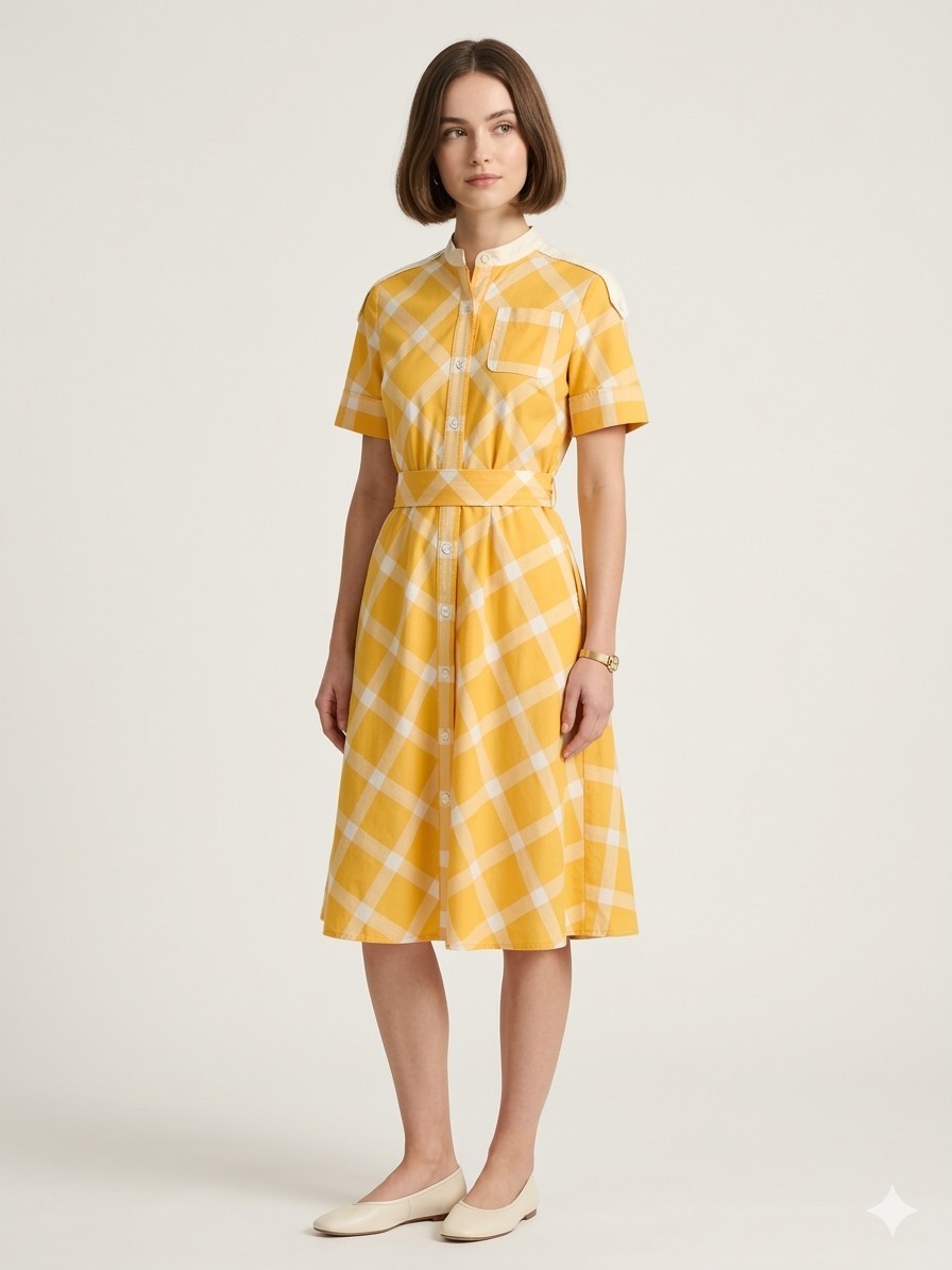 Vintage 1950’s Yellow Gingham Adorable Cotton Tea Dress By Montaldos Size 4