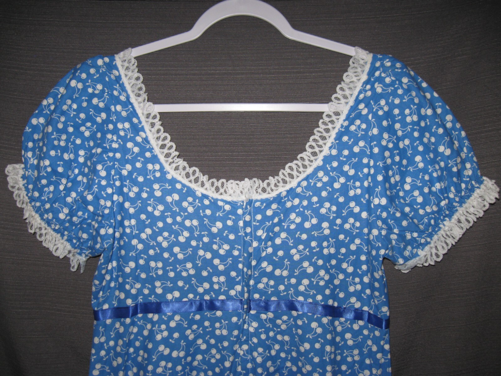 Vintage handmade long Maxi Prairie Dress Cherry Pattern w/Bag Cottage Core Farm