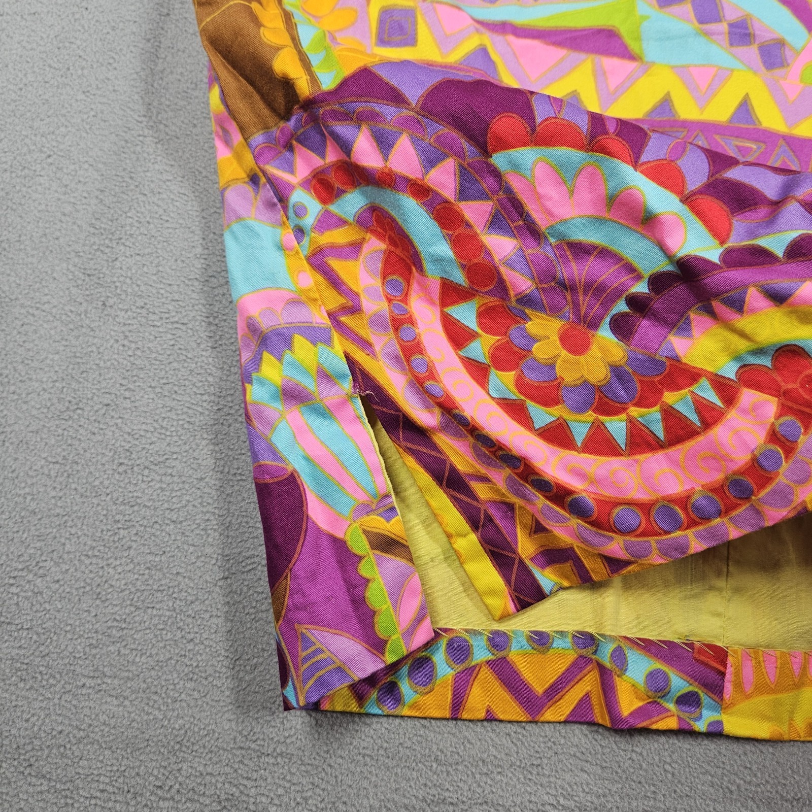 VTG 1960s Screen Printed Psychedelic Shift Dress Size S Japanese Retro Mod Gogo