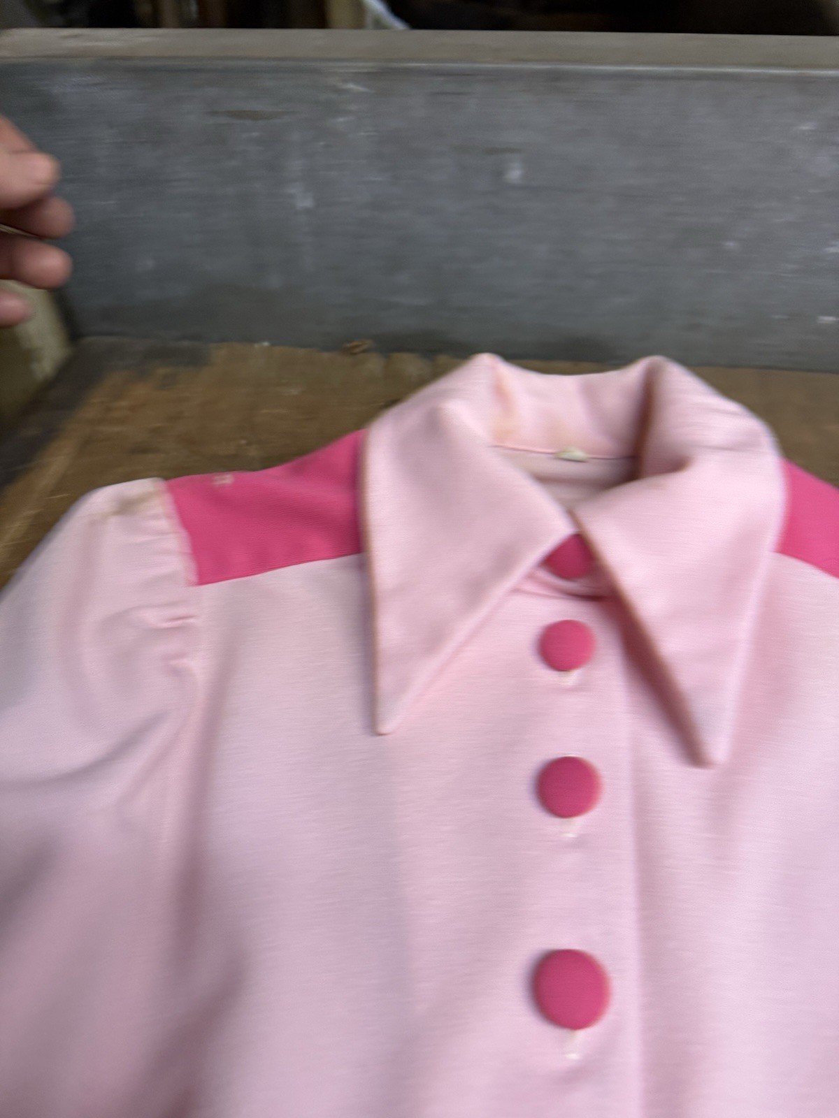 Vintage Early 1900s Retro Pink Button Up Dress Womens Workwear Clothing USA