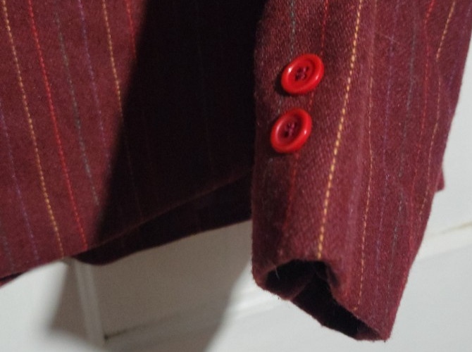 70s VTG Tailored Burgundy Pinstripe Blazer Jacket Wool Lined Pockets M Boss Lady