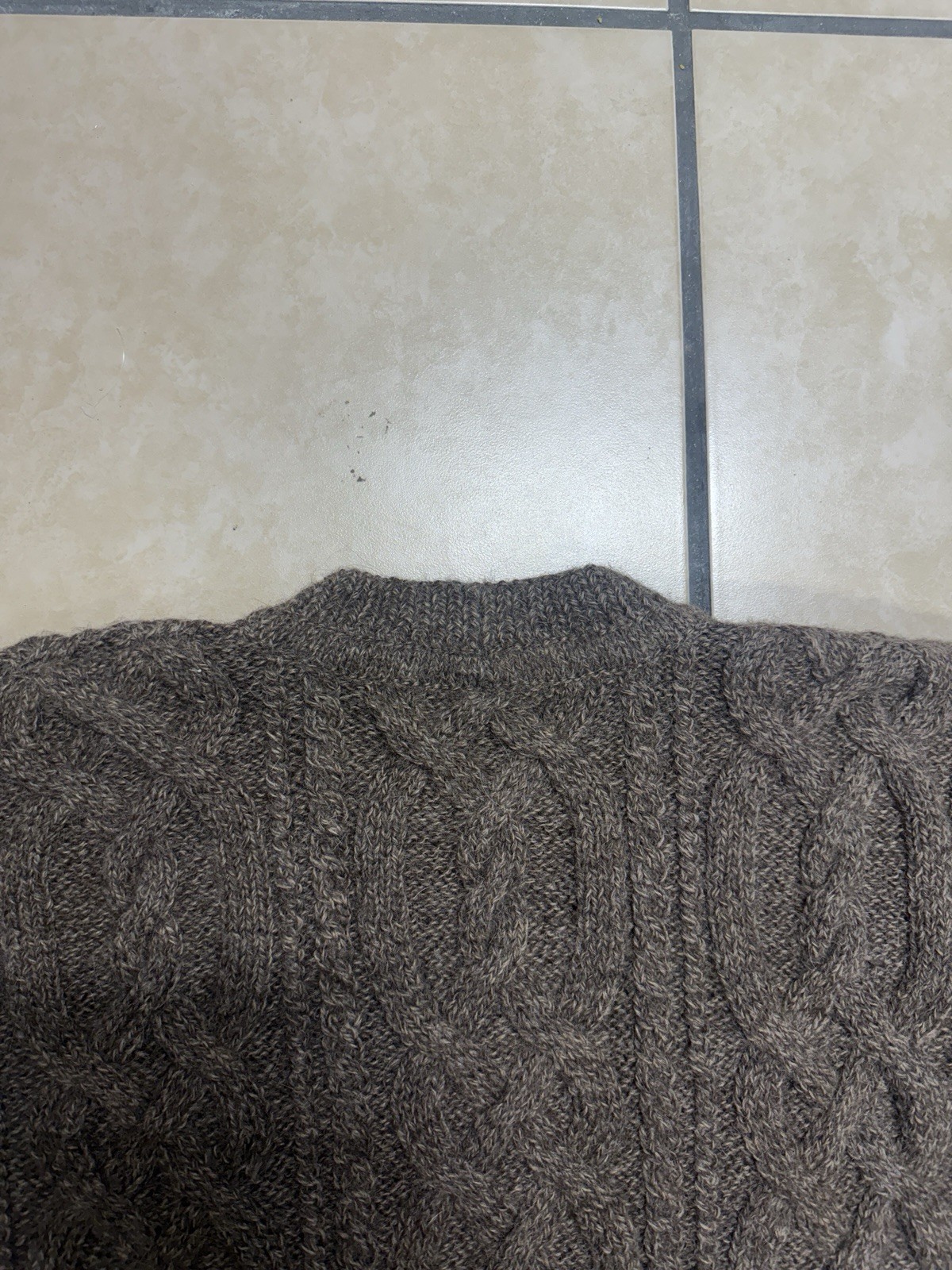 Hand Knit Artisan Alpaca Wool Sweater Natural Brown Fisherman Patagonia Chile