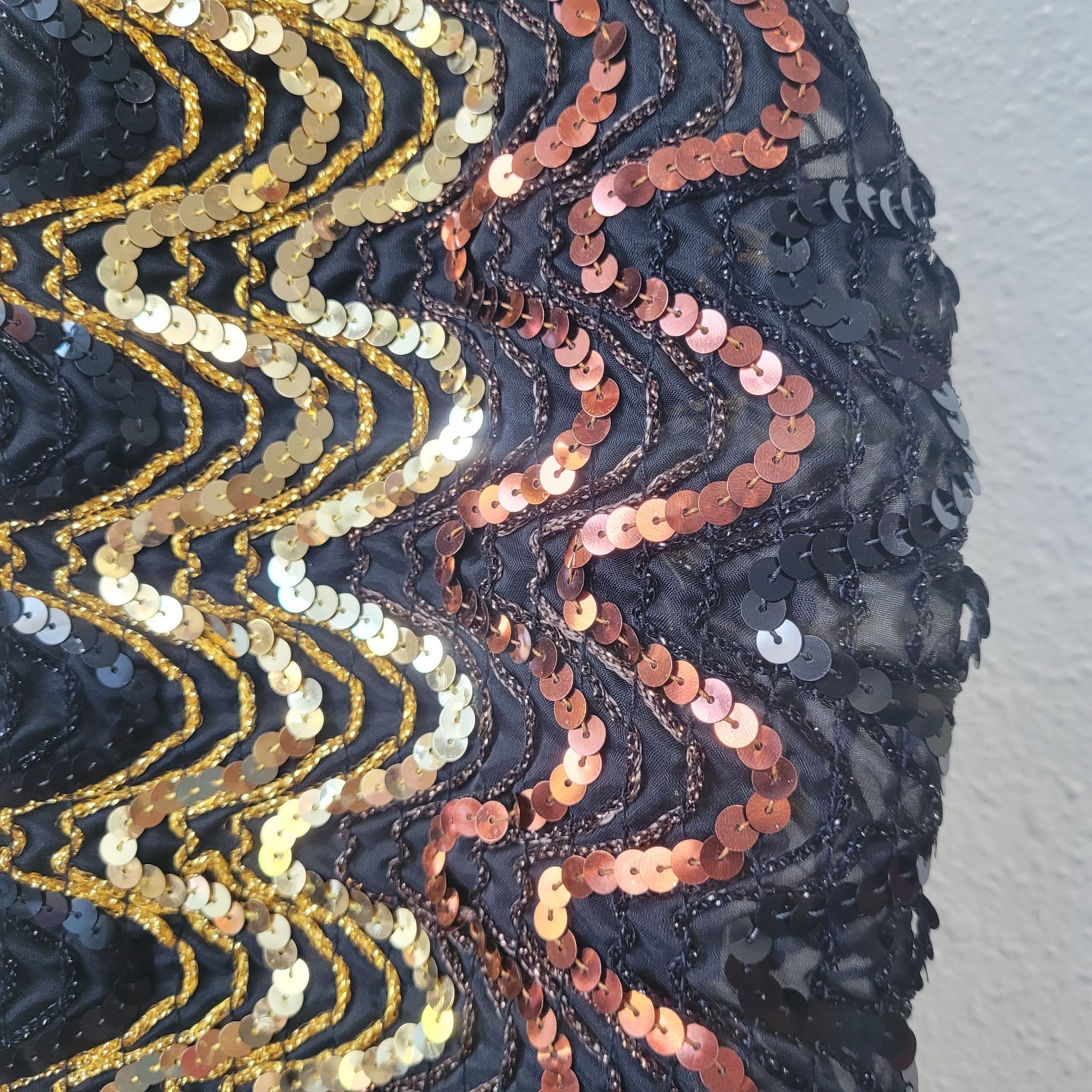 Vintage 70&rsquo;s Disco Gold, Copper Black Sequined Sheer Tank Top Small
