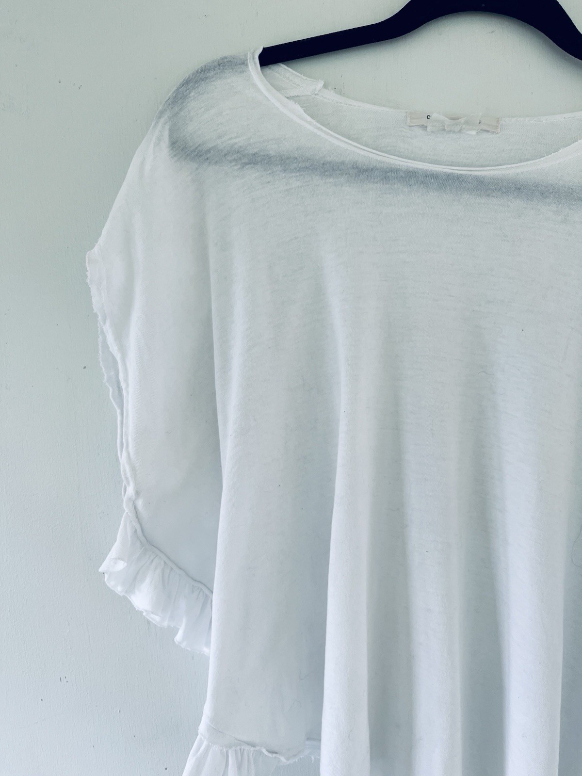Comme Des Garcon Vintage 2012 Cotton Ruffle Crop T Shirt Top