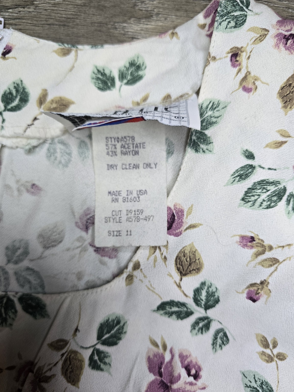 Vintage La Belle Fashions Inc Size 11 Made In USA Empire Waist Shoulder Pads Zip