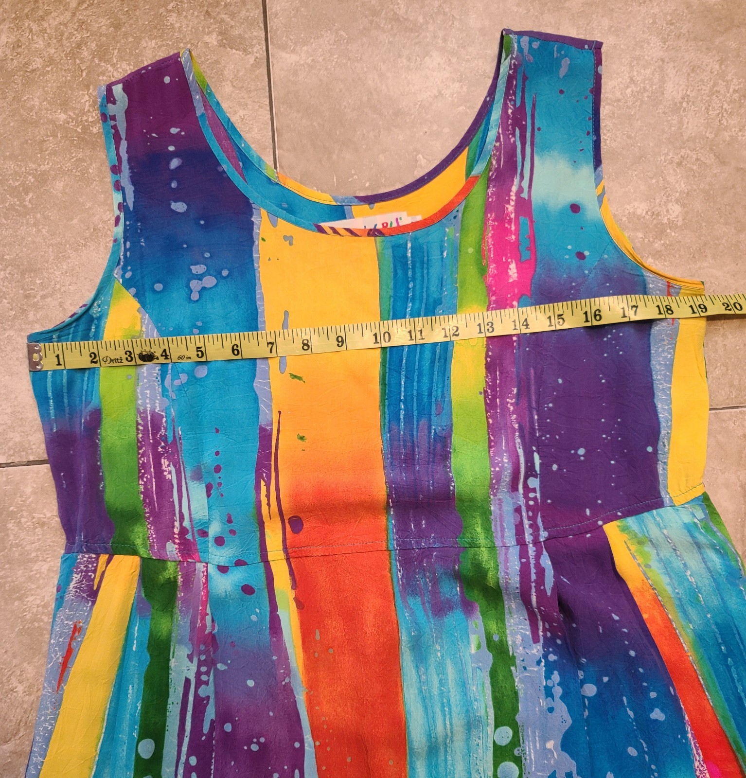VTG Jams World Rayon Rainbow « Waterfall » Midi Summer Dress Women&rsquo;s M Pockets!