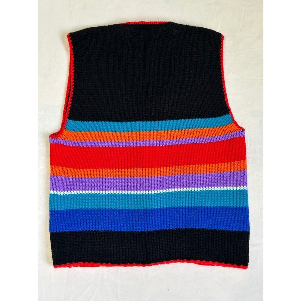 Vintage Baar & Beards Rainbow Striped Scottie Dog Heart Knit Sweater Vest Large