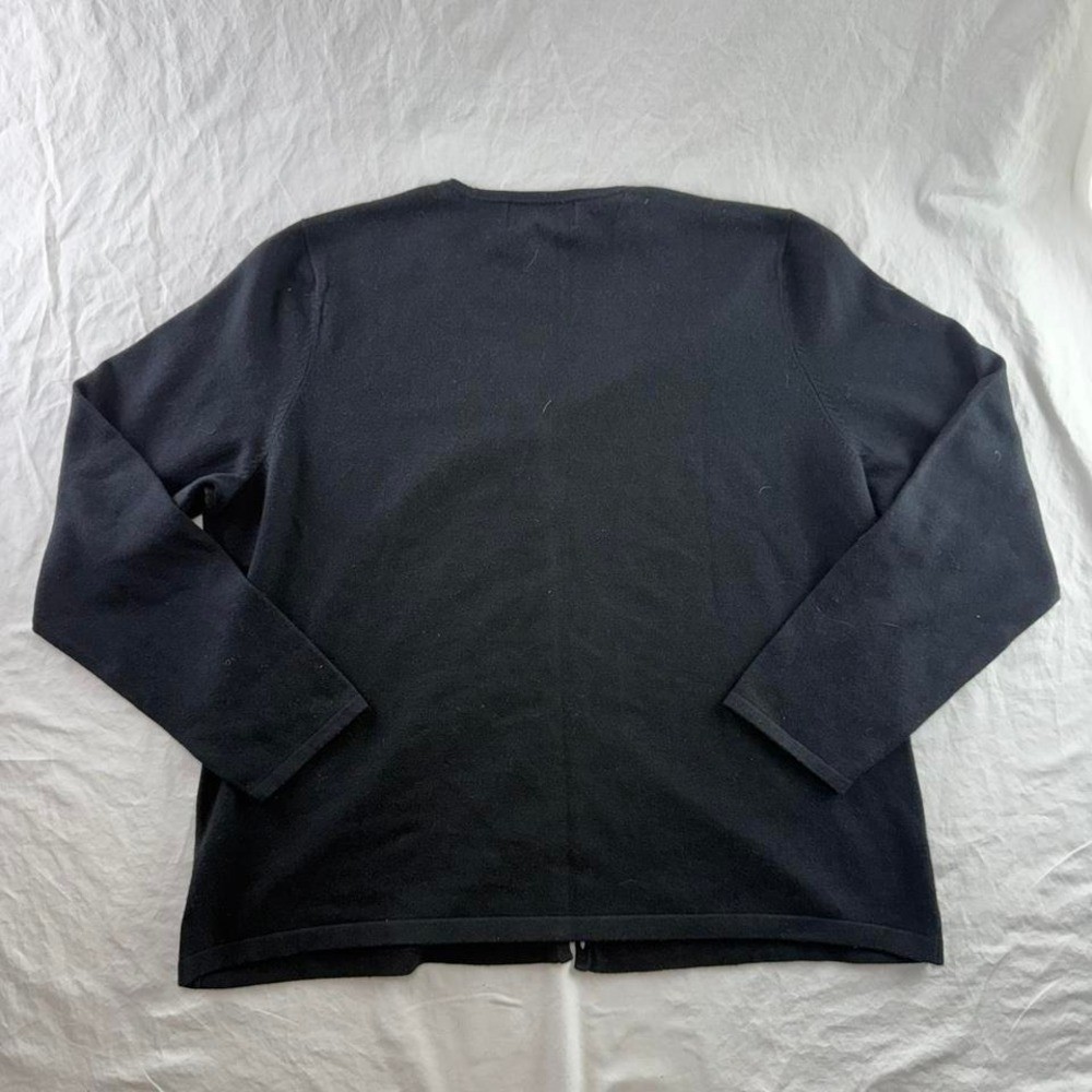 VTG August Max Silk Cashmere Nylon Spandex Black Cardigan Womens Sz 1X Preppy