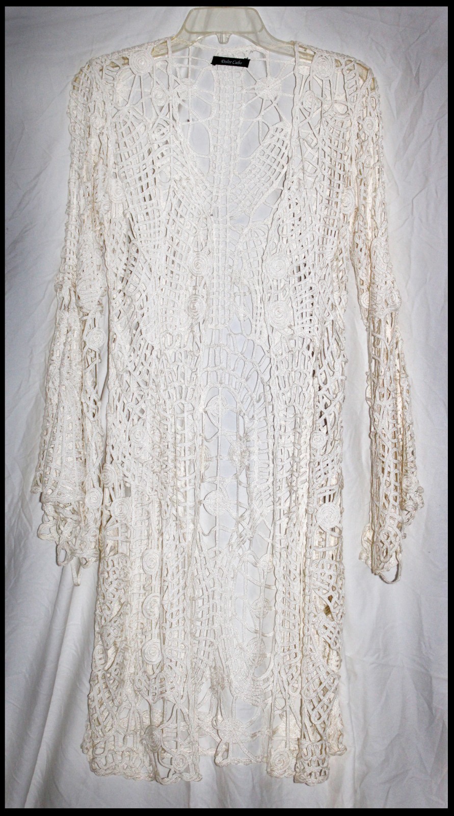 Dolce Cabo Ribbon Jacket Duster Style Open Weave White Medium