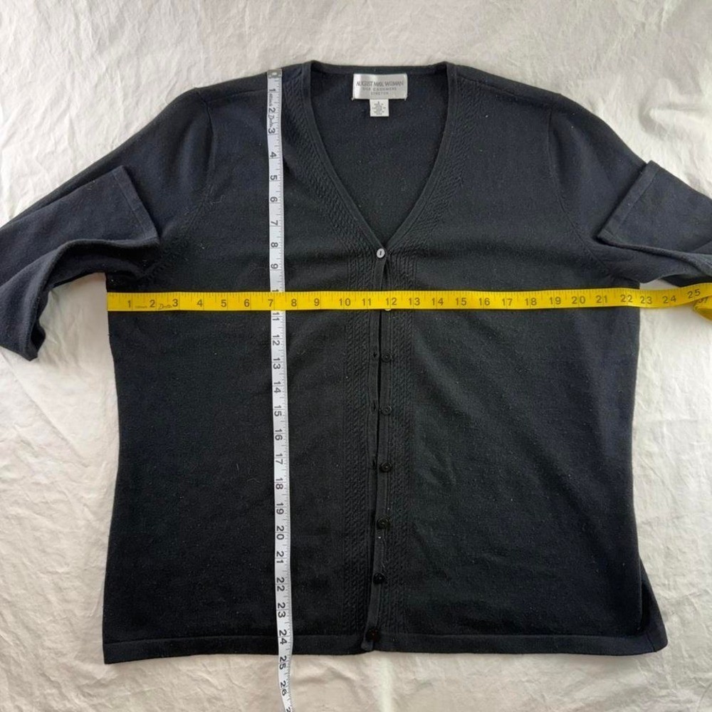 VTG August Max Silk Cashmere Nylon Spandex Black Cardigan Womens Sz 1X Preppy