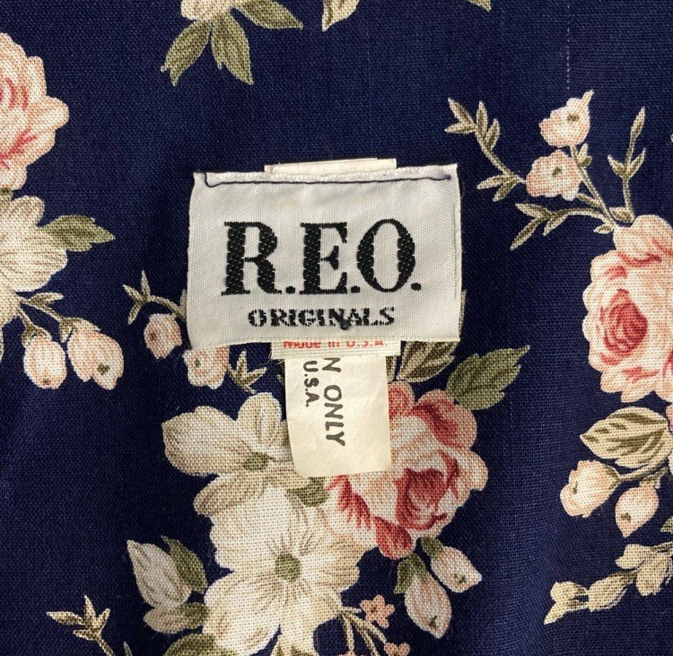 Vintage 1980’s Dark Floral Rose Print Midi Dress, Navy Blue and Pink, Size 12