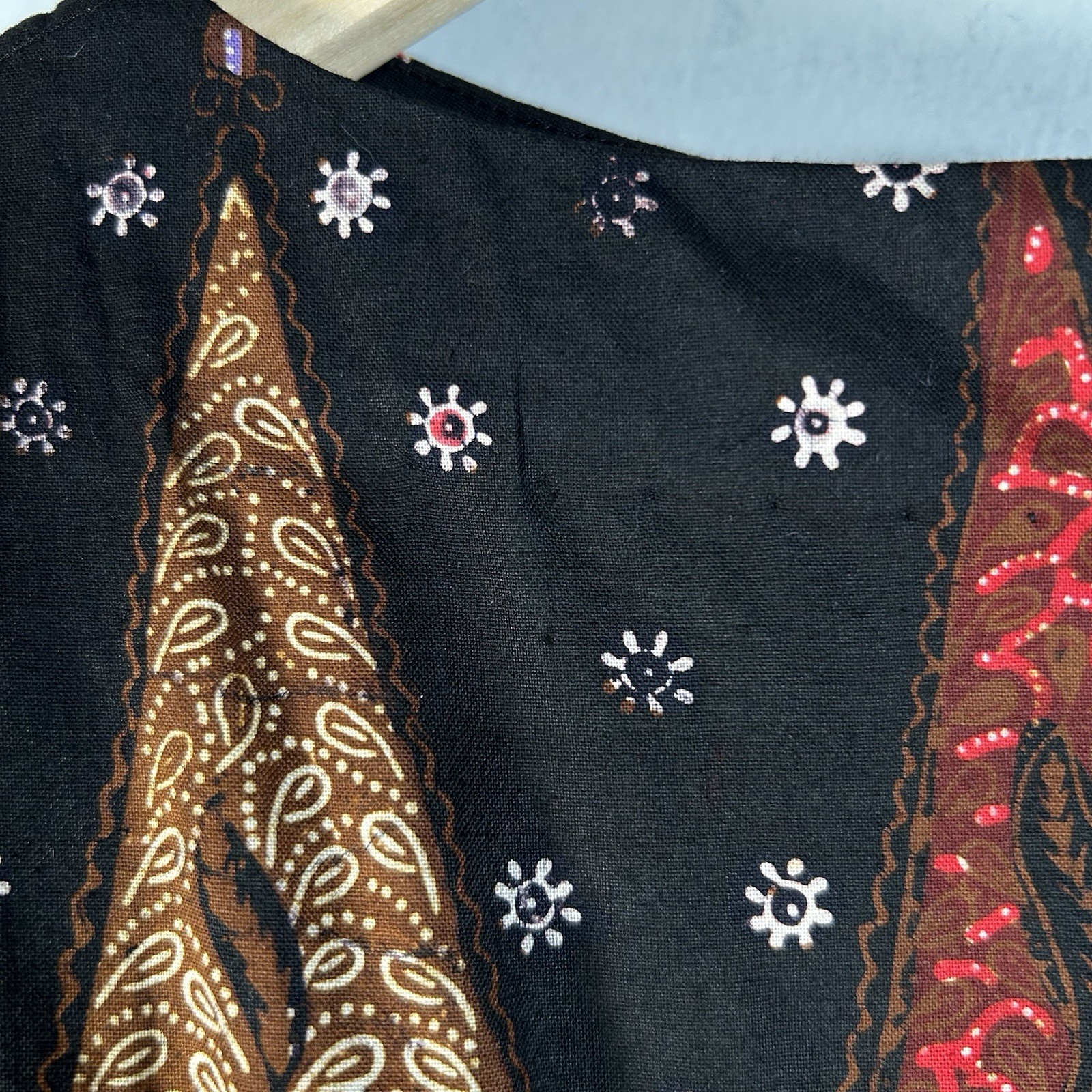 VTG 50s/60s Boutique Batik Border Print Bateau Neck Cotton Sheath Dress Sz S