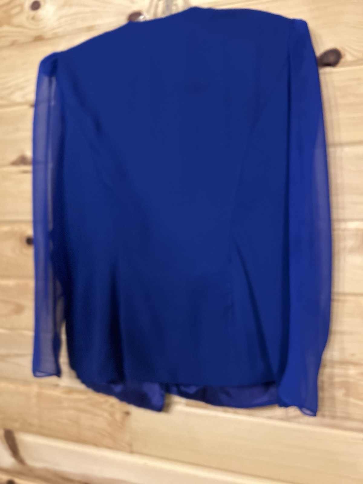 Vintage After Dark Beaded Evening Blouse Womens 17/18 Royal Blue Sheer Top