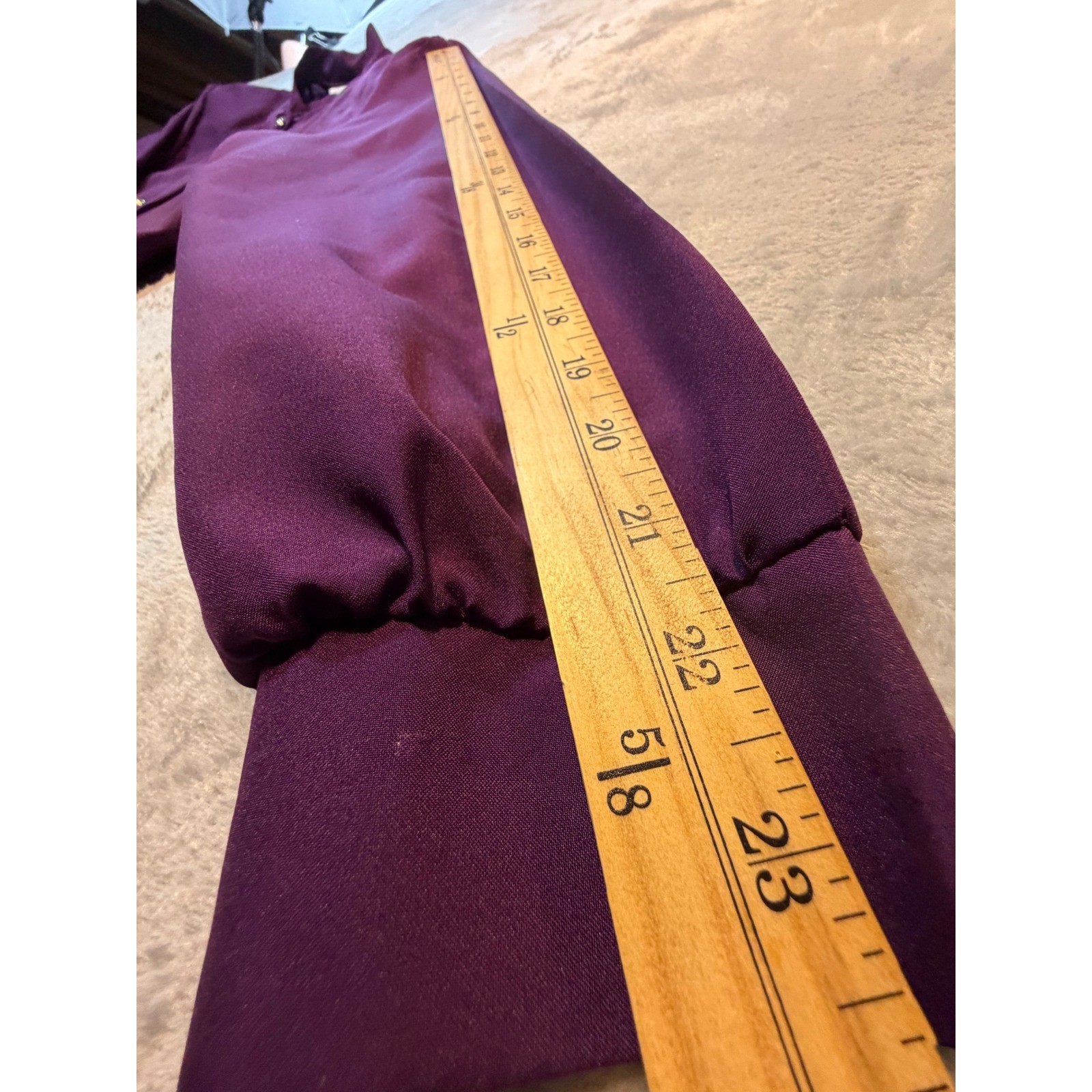Dark Academia Vintage 80s Purple Button Front Blouse Gold Buttons oversized L