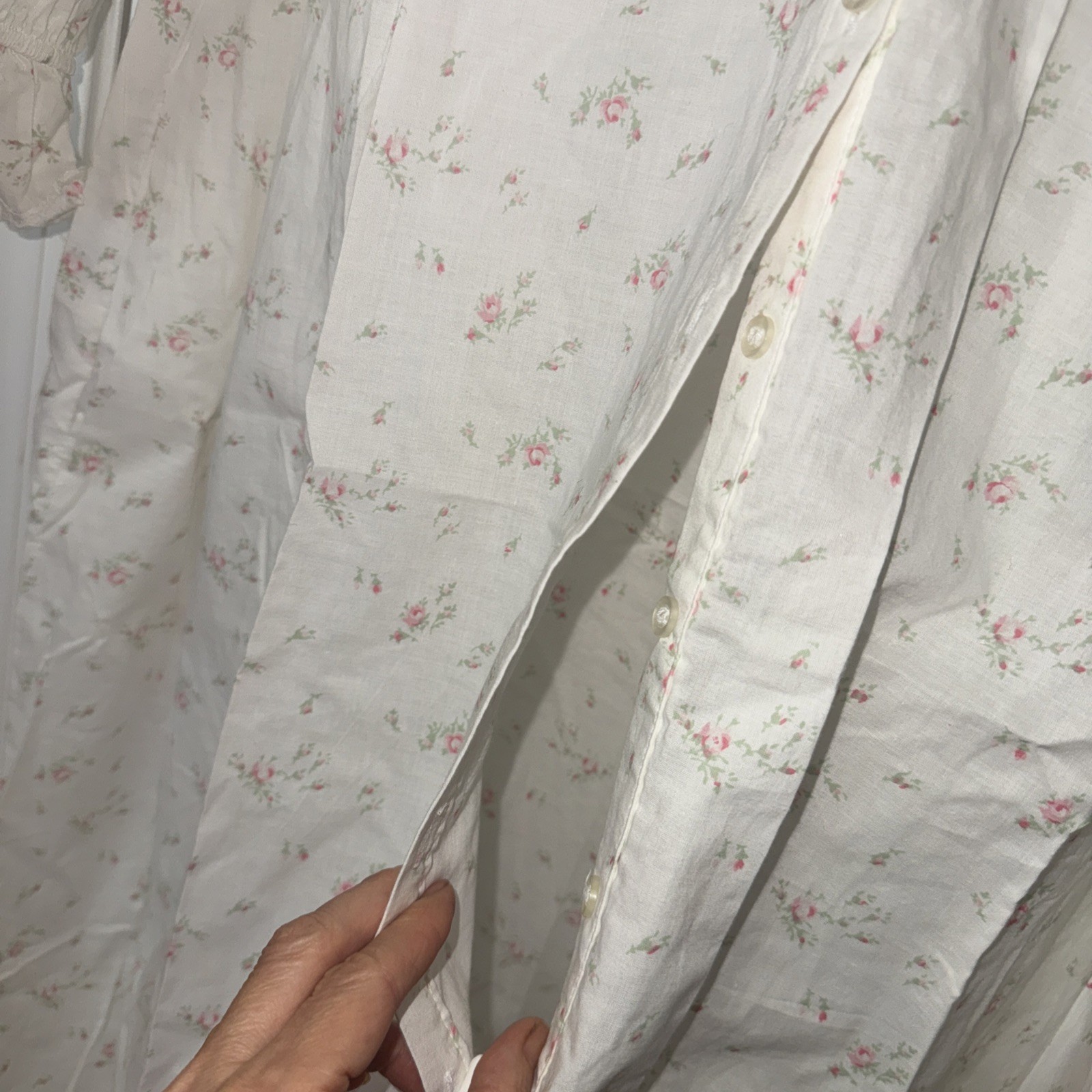Lot 2- Vintage 100% Cotton Long Robe Dress Nighty Laura Adams New Cottagecore M