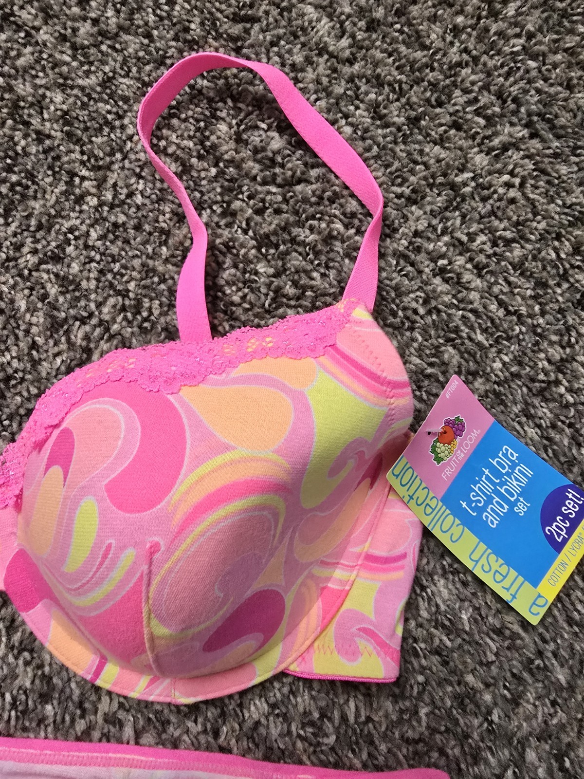Vintage Y2K Bra 36D & Sz 7 Bikini Panties SET Fruit of the Loom Read NWT