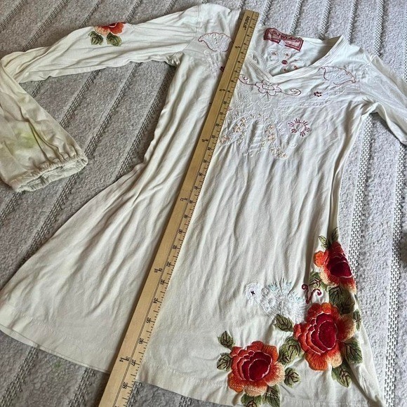 Johnny Was Cotton Embroidered Top Blouse S Boho Y2K western cottage party