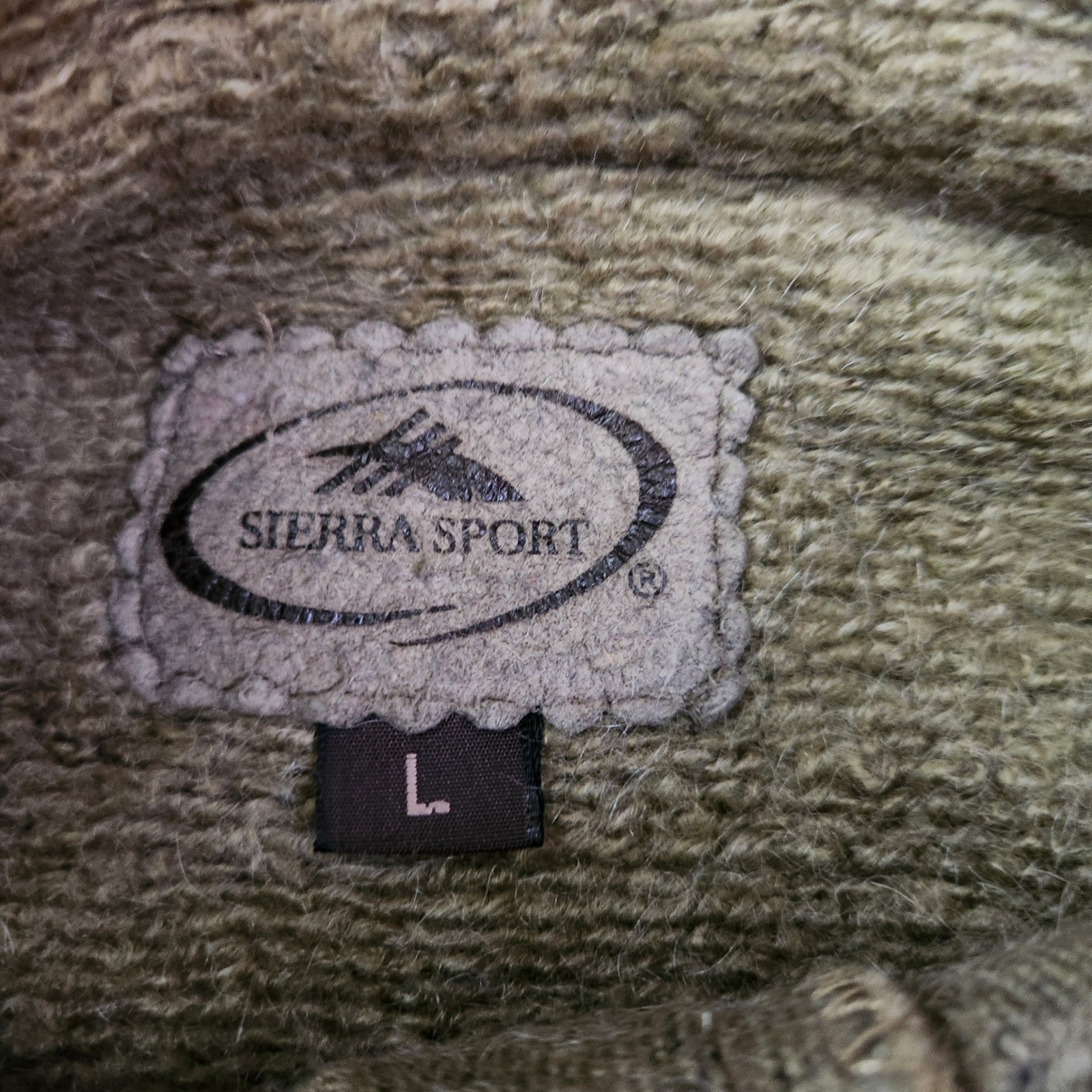 Vintage Green Brown Sierra Sport Pullover Fleece Jacket Size L Mohair Aztec Trim