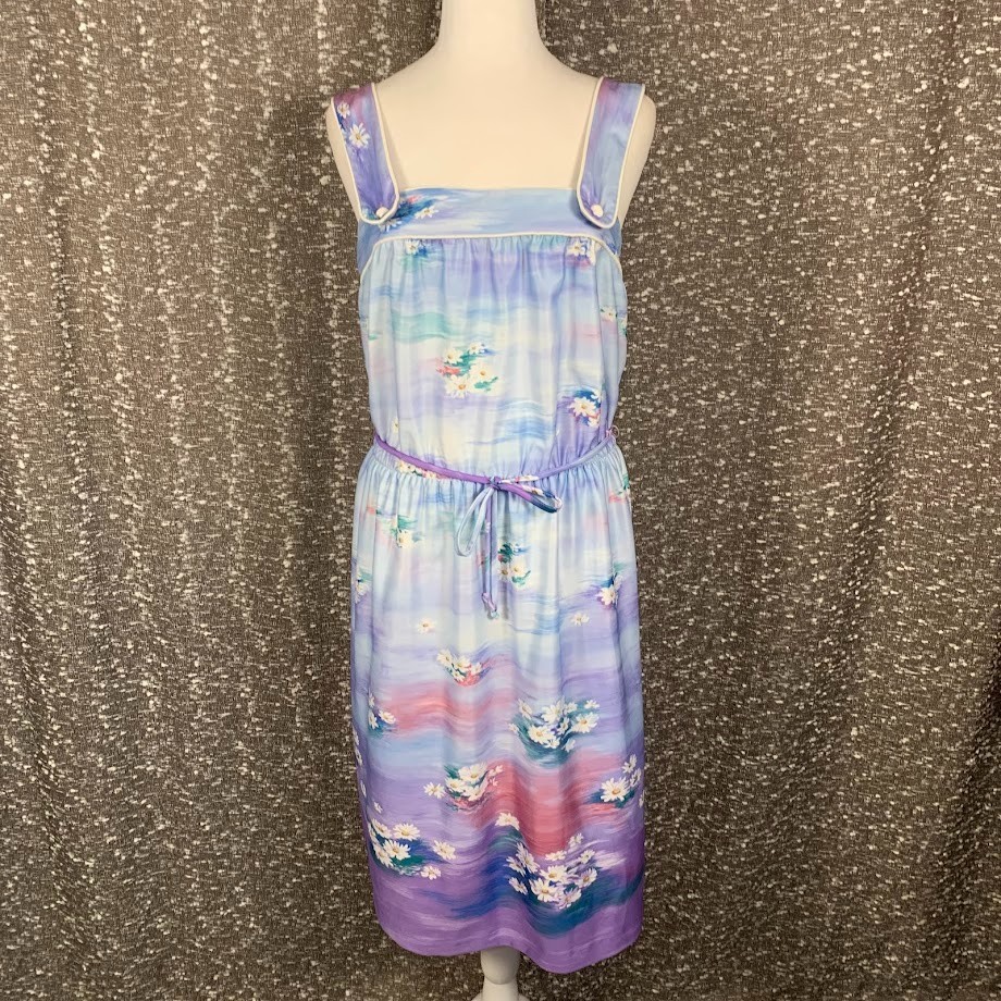 Vintage Sears The Fashion Place Watercolor Floral Dress Union Made Women&rsquo;s 10