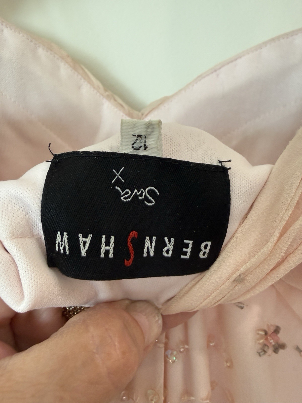 Bernshaw Vintage Pale Pink High Low Beaded Dress Gown 12 Flapper Fairycore