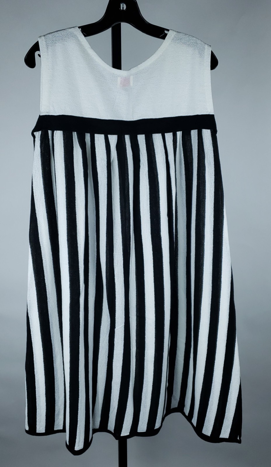 VTG 50s 60s Lolli-Jamas Cotton Mod Shift Dress Black White Stripe Beach Cover Up